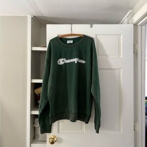 Vintage Champion Men's Dark Green Crewneck Sweater